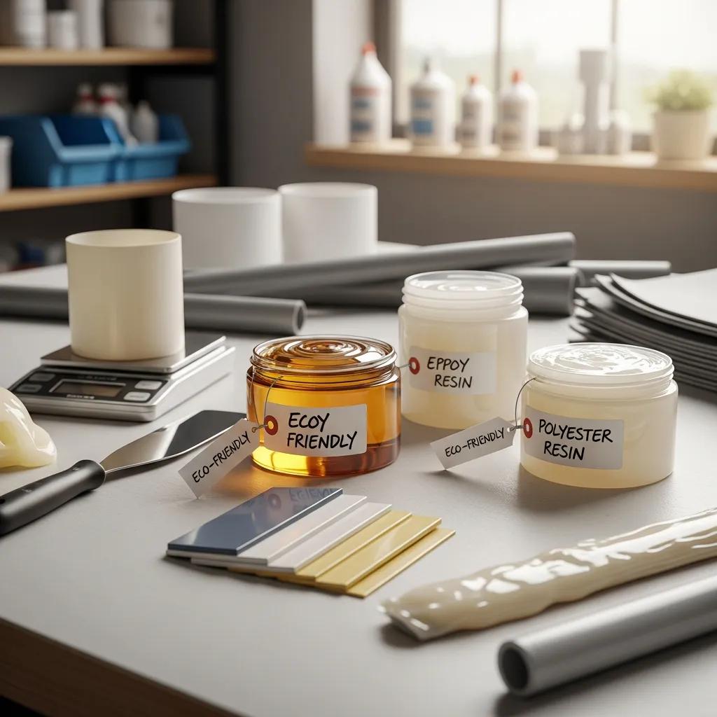 Close-up of eco-friendly epoxy and polyester resins used in sustainable drain relining materials