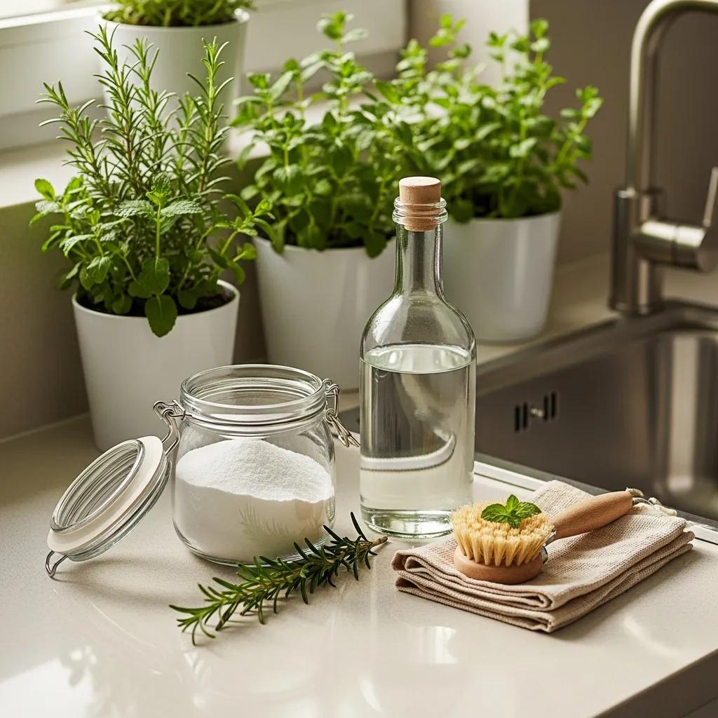 Eco-friendly cleaning solutions like baking soda and vinegar for relined drains